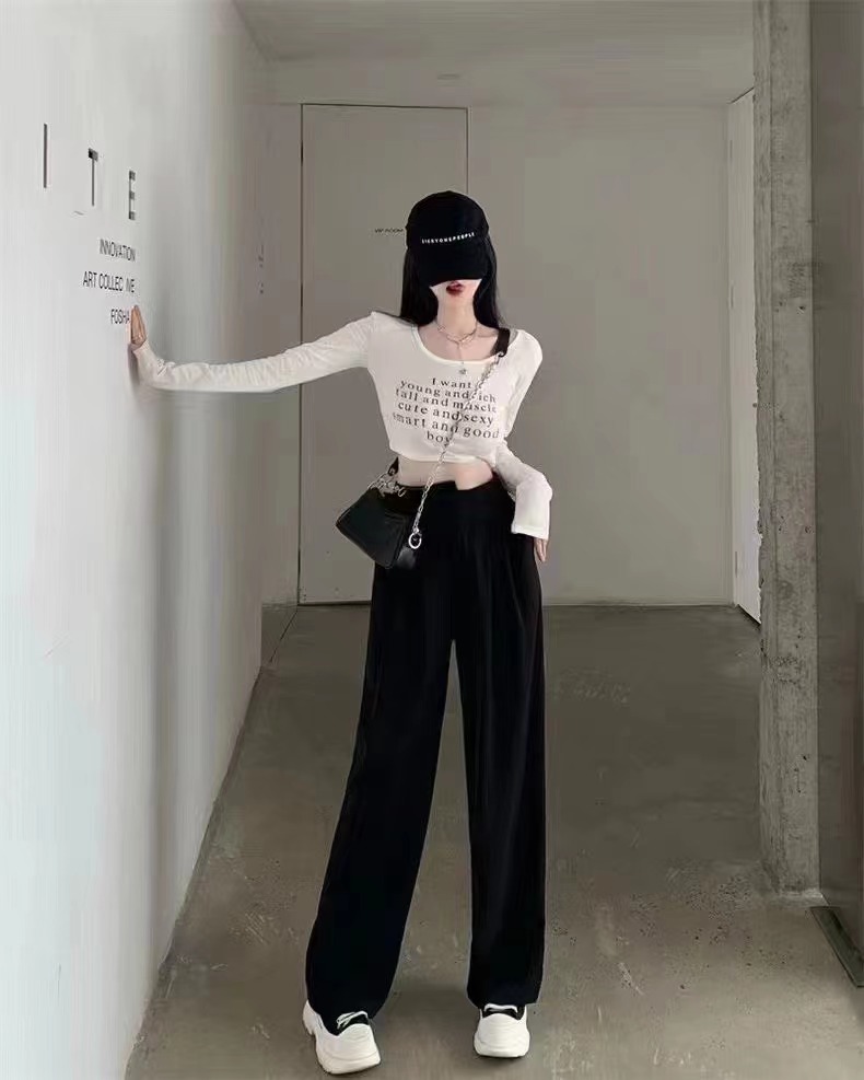 简爱女装 ［日暮时分］高腰垂感休闲宽松西装直筒裤 22058