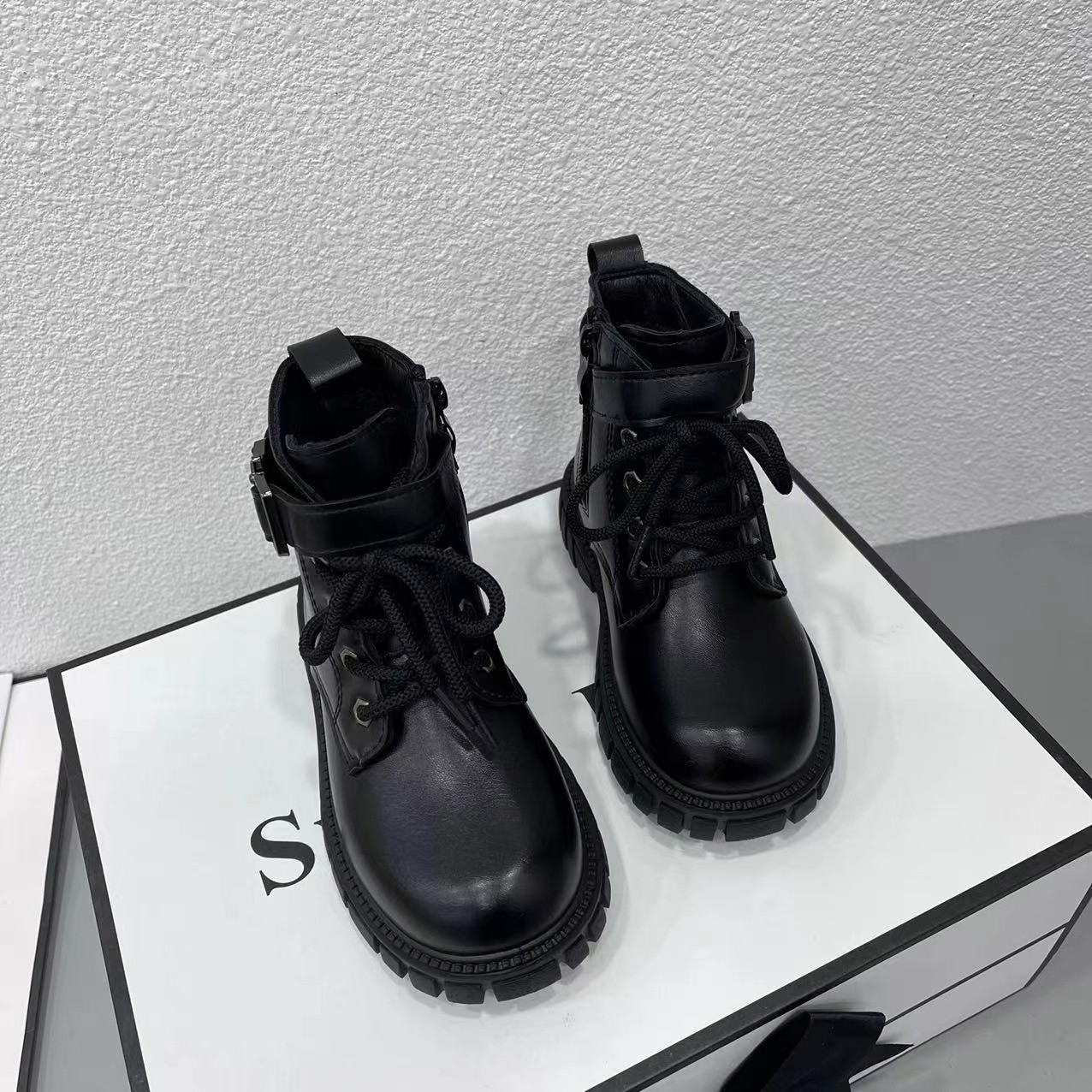 儿童冬季加绒软底防滑马丁靴9971码27-38