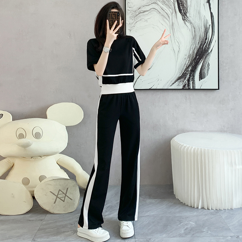 两件套时尚套装女爆款2023新款网红款高档小个子休闲运动服体操服