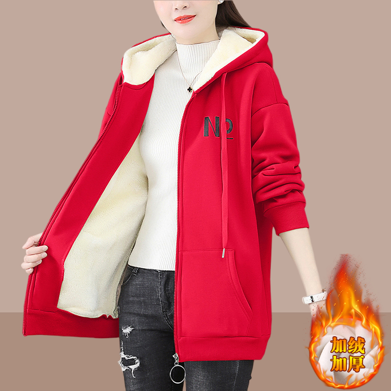 秋冬季加绒加厚外套女款爆款2023新款韩版宽松小个子百搭流行上衣
