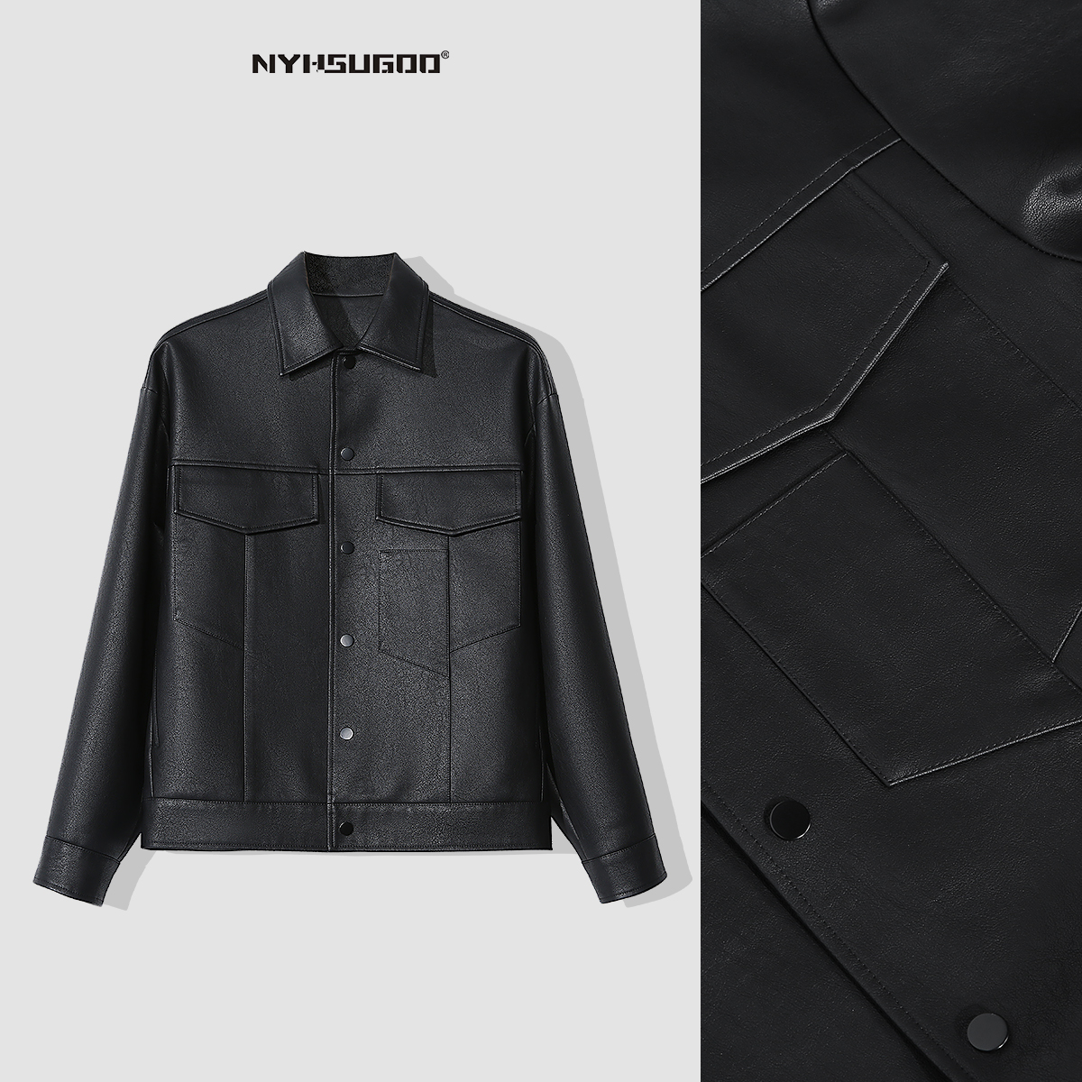 南乙23313秋季黑色皮衣男机车夹克潮流休闲港风复古痞帅外套