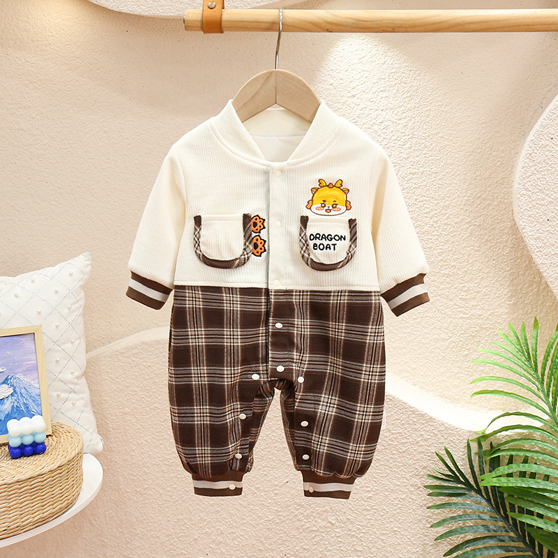 DB新生婴儿衣服秋季宝宝连体衣可爱洋气哈衣满月百天爬服外出衣服