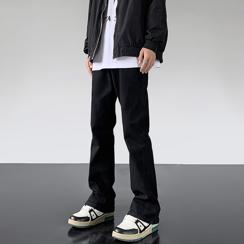 黑色直筒牛仔裤男款秋冬美式重磅ootd休闲裤潮牌江浙沪穿搭长裤子