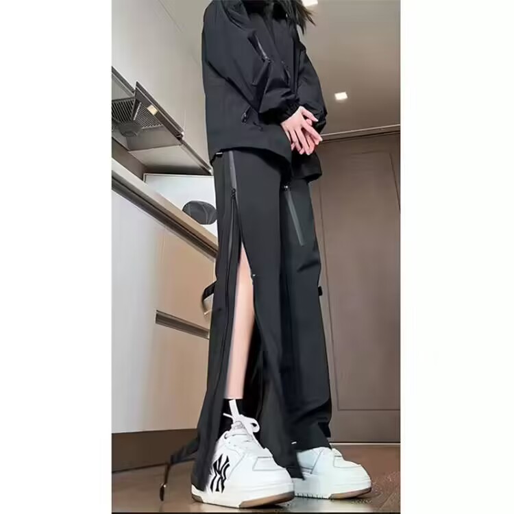 美式机能工装裤男款侧拉链裤子高街vibe加绒冲锋裤防水防风滑雪裤