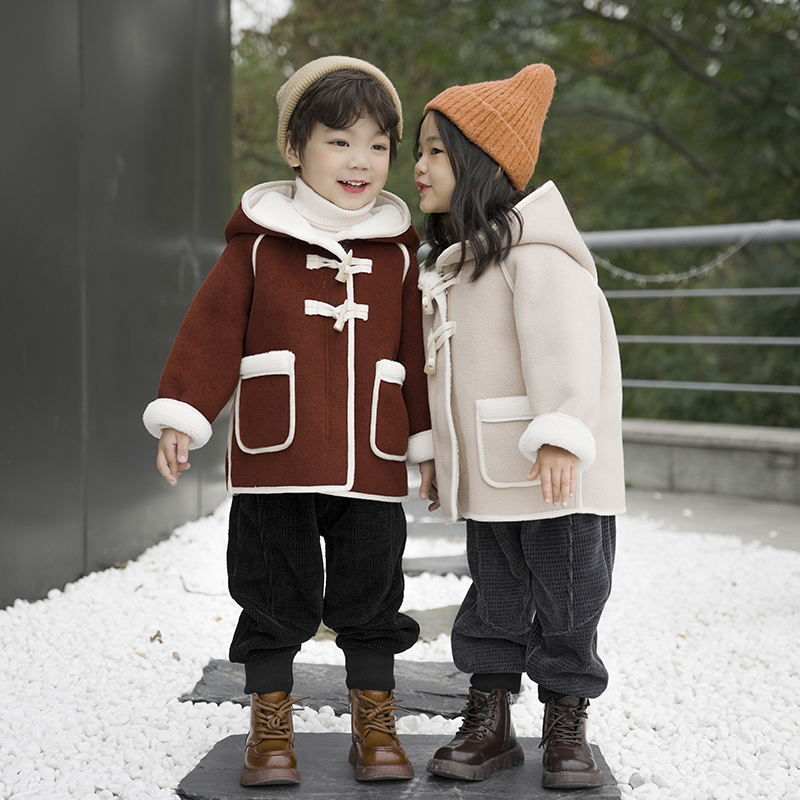 【童品仓】男女童外套2023新款中长款加绒保暖上衣500127
