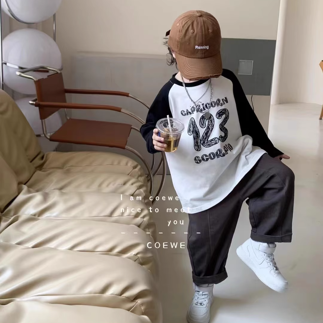 300541童装男童加绒卫衣2023儿童打底衣宝宝痞帅打底衫萱萱家童装