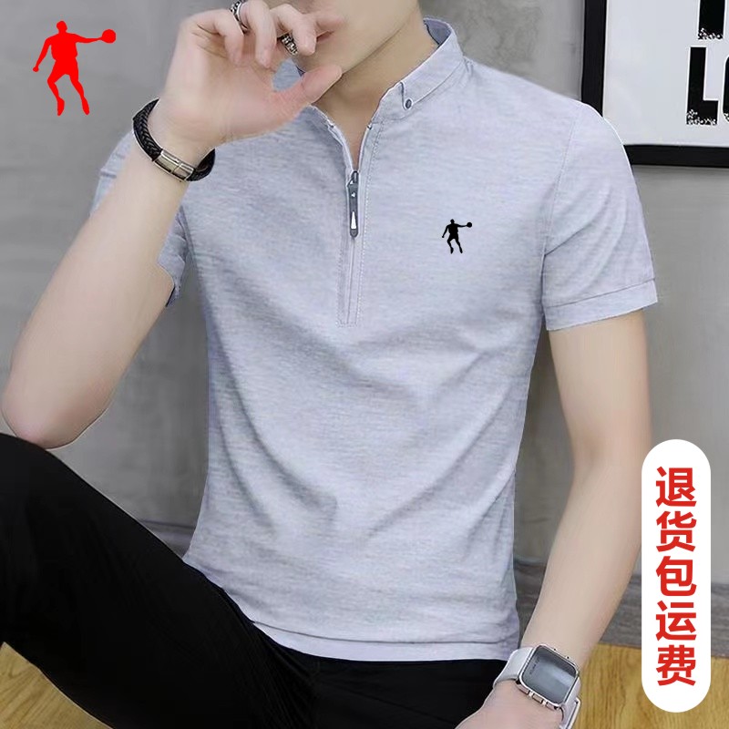乔丹中国专卖运动POLO衫夏季薄款棉男士翻领短袖透气商务立领帅气