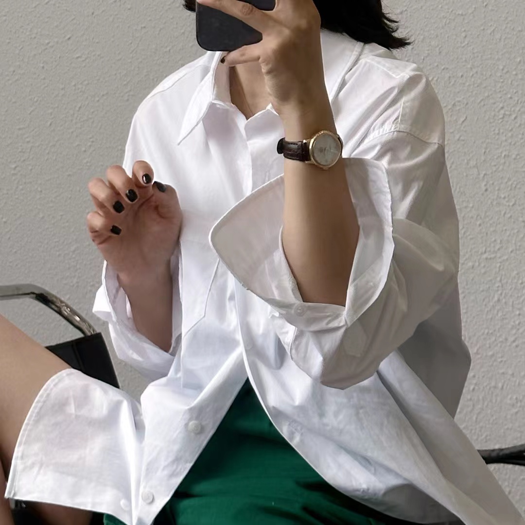 狂推！！净白/森绿 男友风口袋oversize衬衫 2871