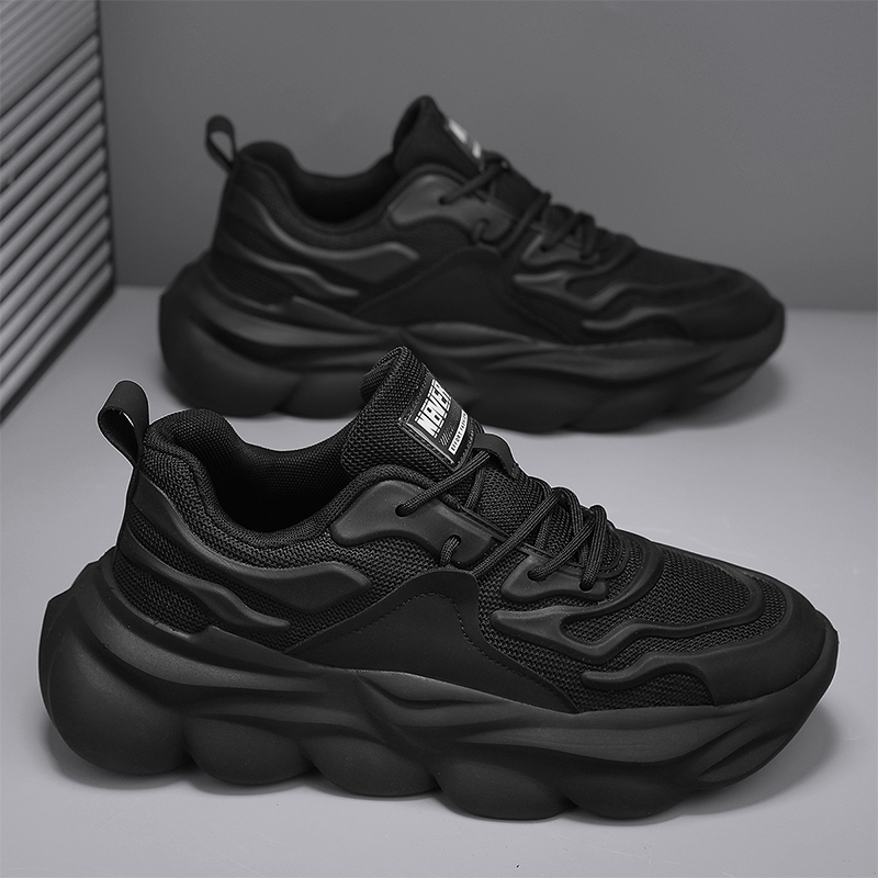 鞋子男款新款秋季透气黑武士老爹鞋男士增高休闲黑色运动跑步潮鞋