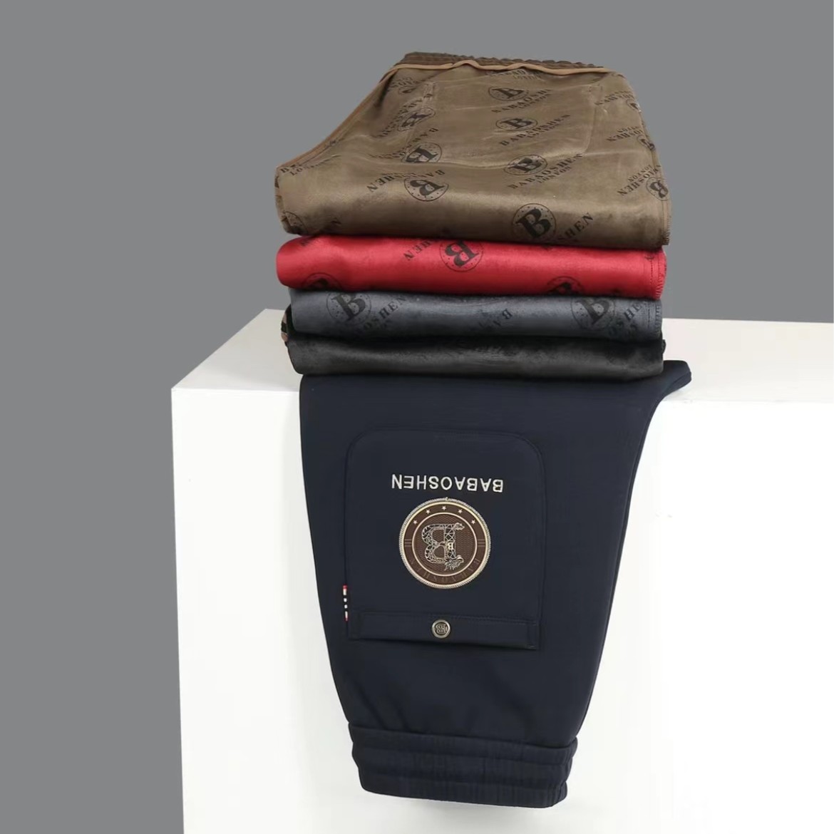 BABAOSHEN品牌2023年秋冬男士新款加绒加厚休闲裤百搭卫裤6555