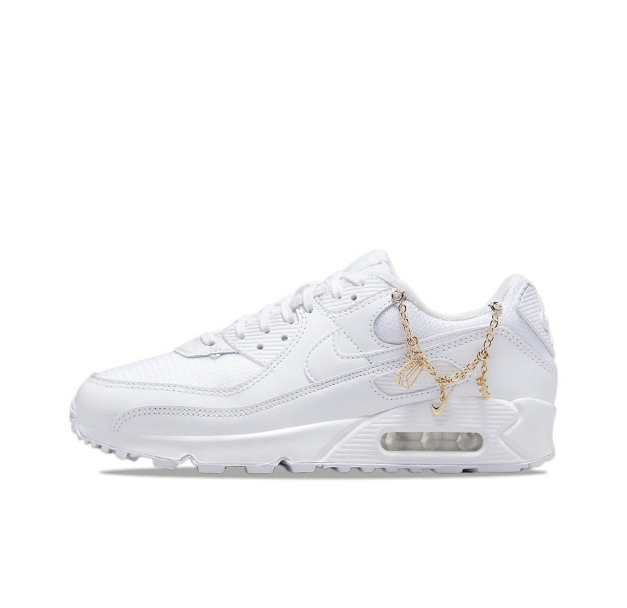 Nike Air Max 90天鹅绒 链条  低帮 跑步鞋女款白色dh0965-100