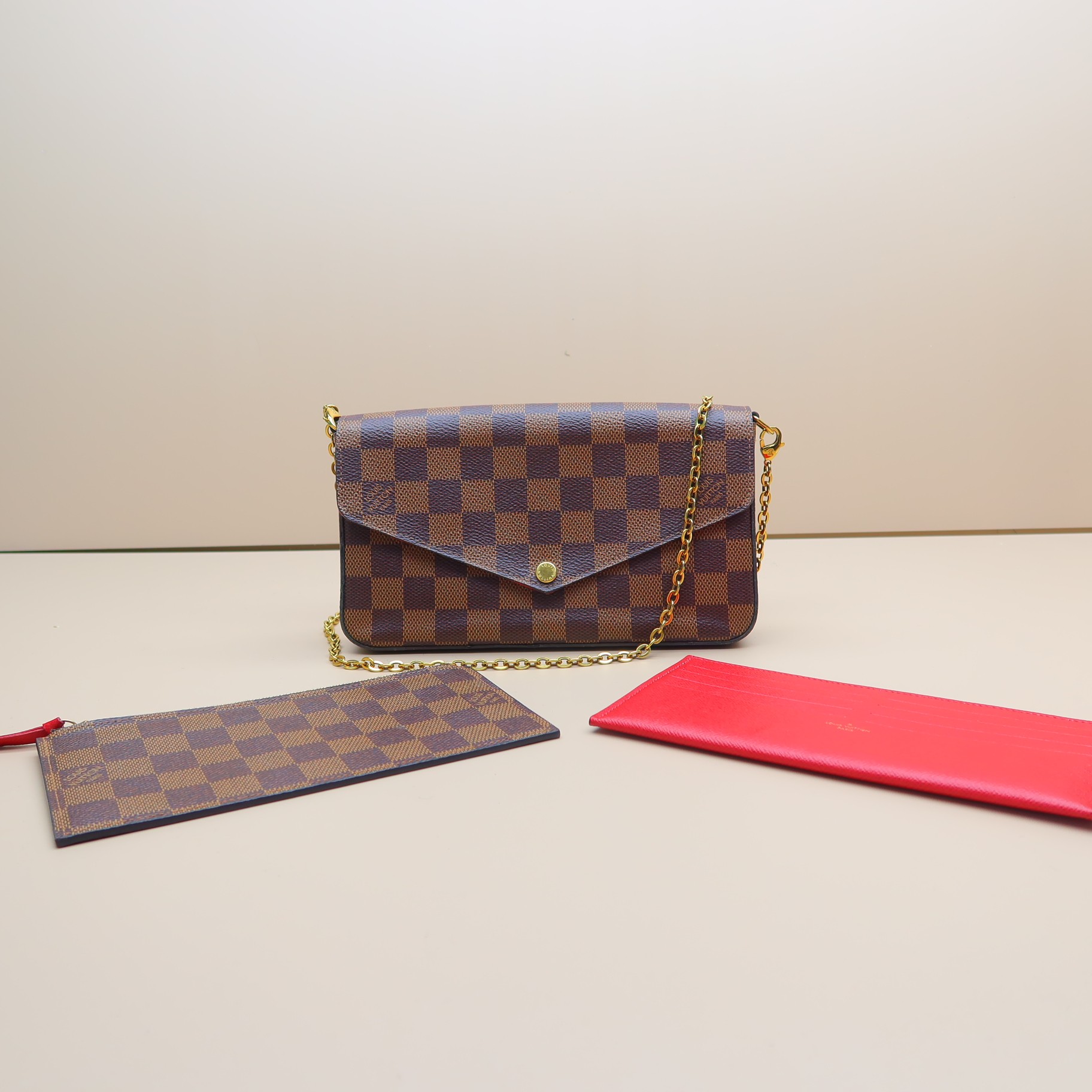 95新 物兮 LV 路易威登 棕棋盘三合一单肩包