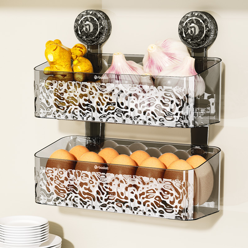 冰川轻奢浴室卫生间吸盘置物架免打孔壁挂洗手漱台牙刷牙膏收纳筐