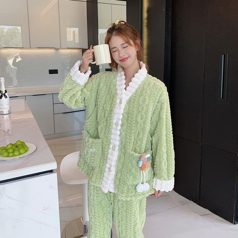 月子服秋冬季空气棉三层加厚宽松怀孕产后哺乳孕妇睡衣套装家居服