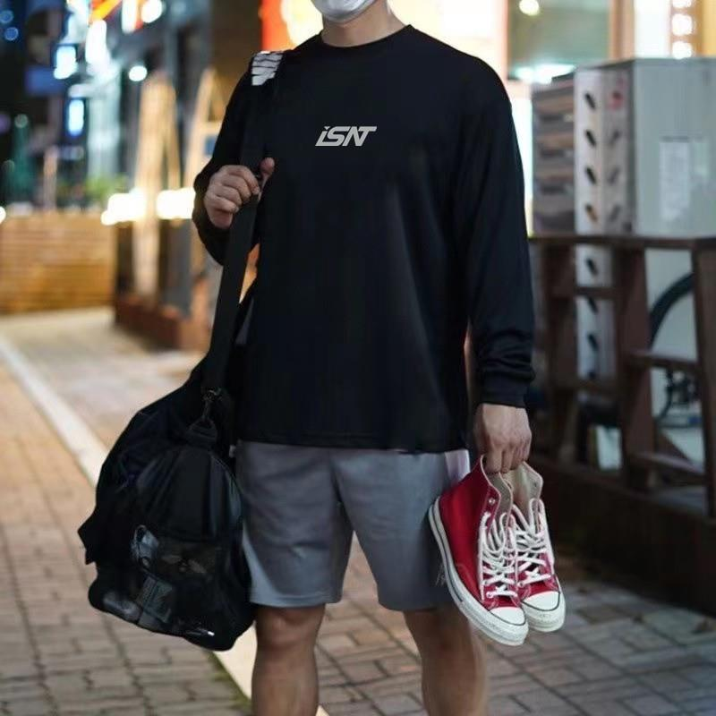 山顶见篮球长袖男美式投篮训练服秋冬速干衣宽松透气开叉运动T恤