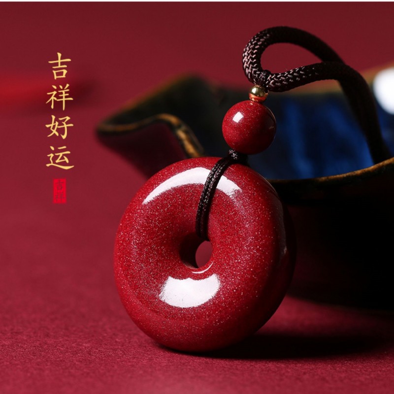 天然辰砂朱砂上等保真紫红色挂件吊坠时尚红色项链