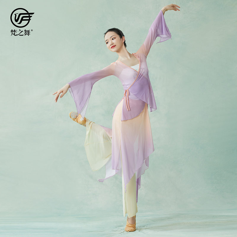 梵之舞中国风古典舞蹈身韵练功开衫纱衣上衣女飘逸表演服