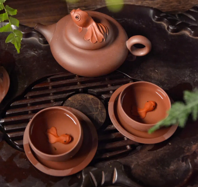 【老叶臻选】紫砂壶朱泥堆绘茶壶④