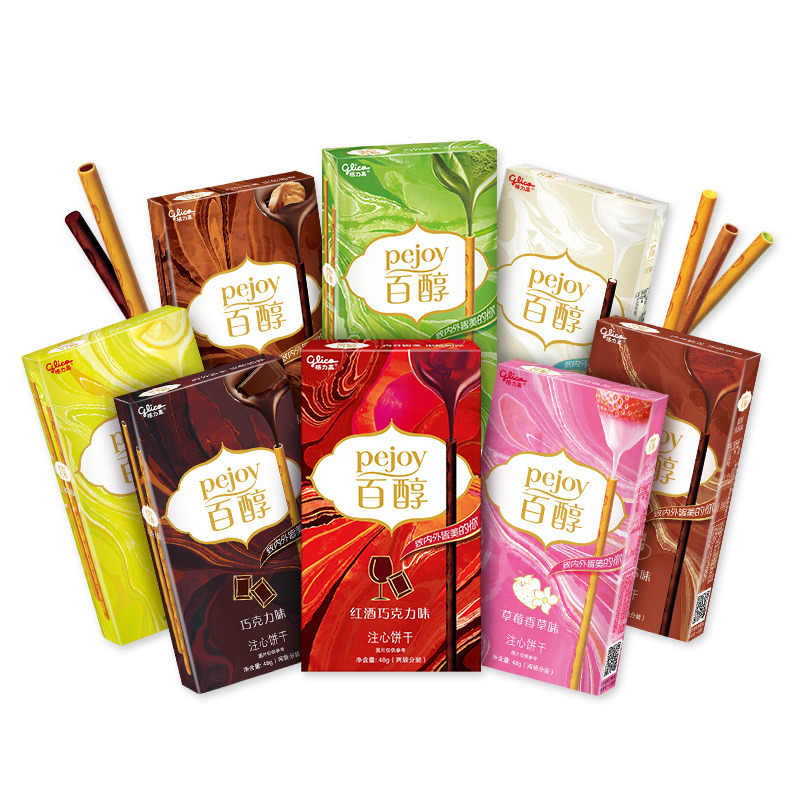 格力高百醇百奇百力滋注心饼干涂层巧克力味夹心饼干棒休闲小零食