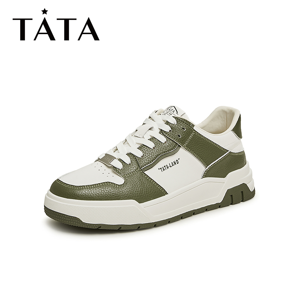 Tata/他她高端撞色拼接潮酷款厚底增高百搭低帮板鞋PYK01CM3