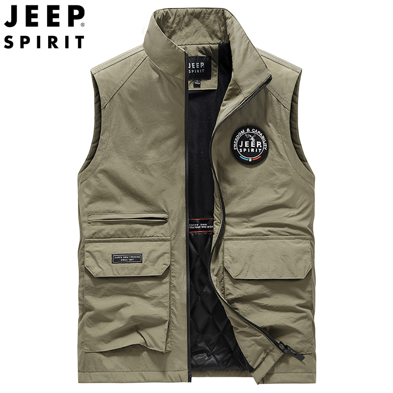 吉普专柜同款JBT2206A加棉马甲男工装欧美简约棉服外套保暖