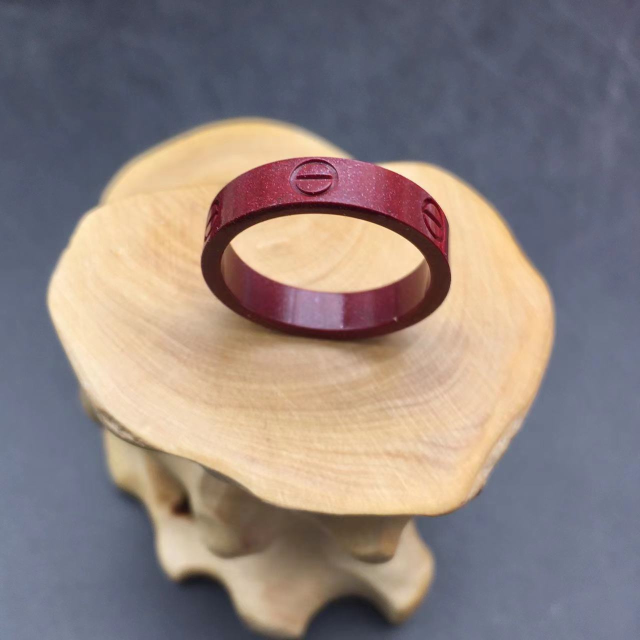 含辰砂工艺品ZC086-朱砂紫金砂设计款雕刻均码指环（80-130斤）