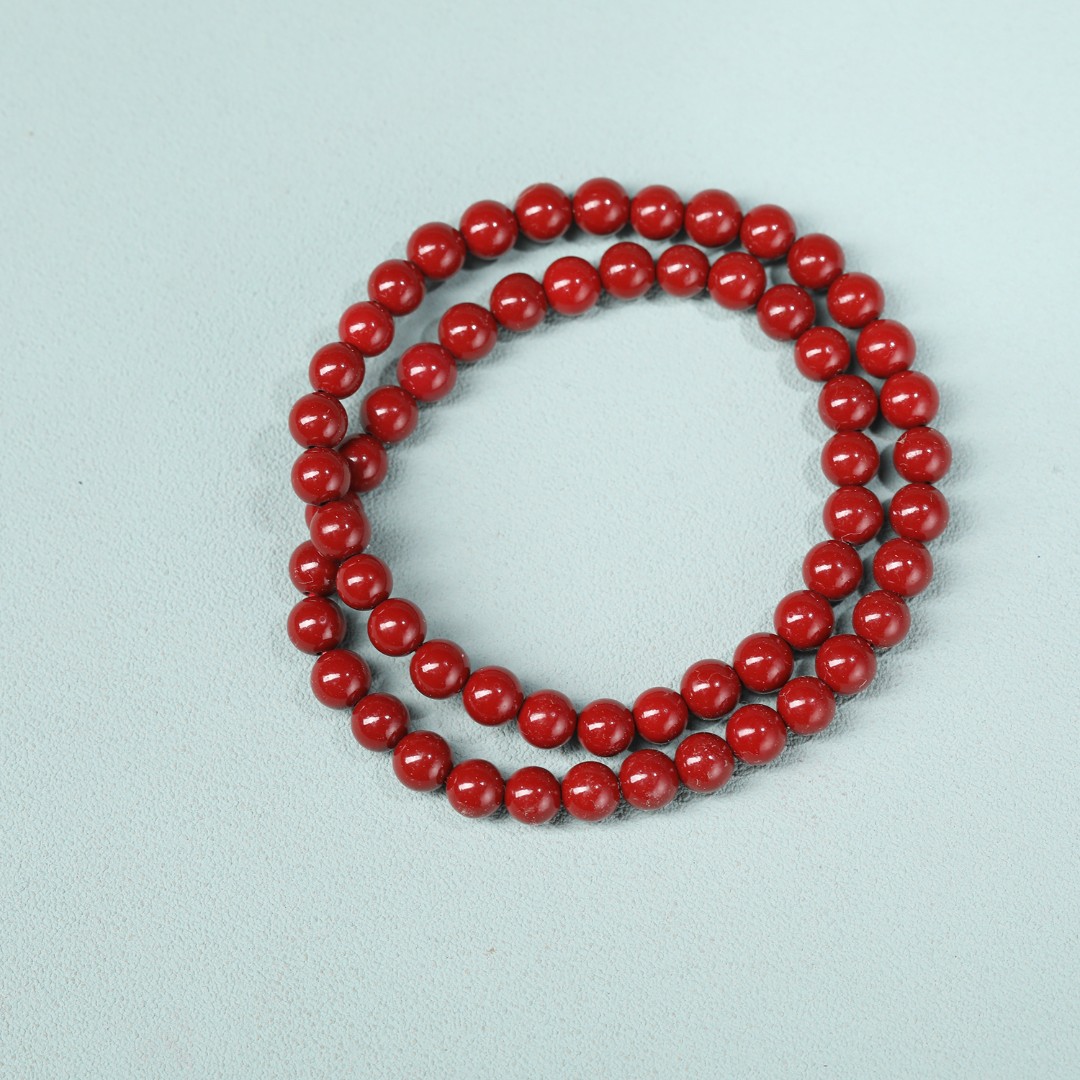 含辰砂工艺品ZB026-6mm朱砂紫金砂经典百搭通用款素珠双圈手串