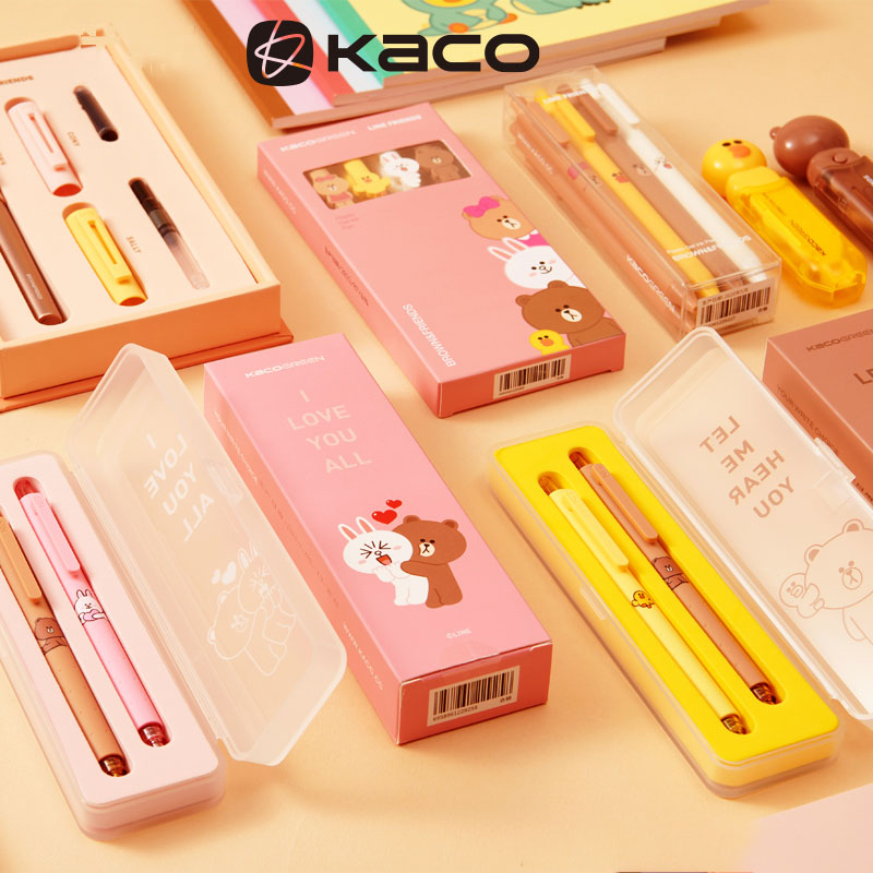 KACO菁点中性笔布朗熊联名限定新年礼黑色笔芯0.5按动式