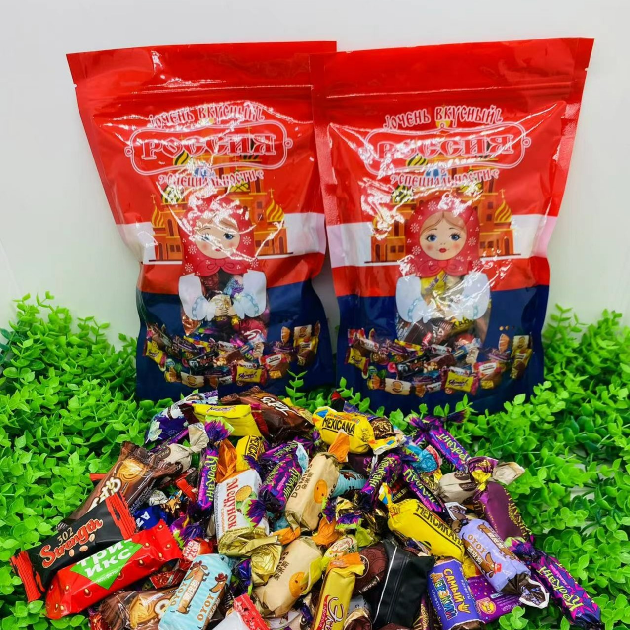 【特惠】俄罗斯混合糖巧克力散装称重多种口味夹心牛奶糖果500g喜糖