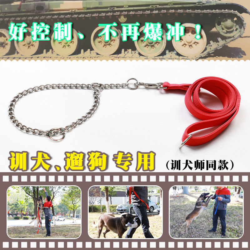 大型犬不锈钢专业训犬牵引绳马犬项圈狗链牵引绳项圈狗圈项圈p链