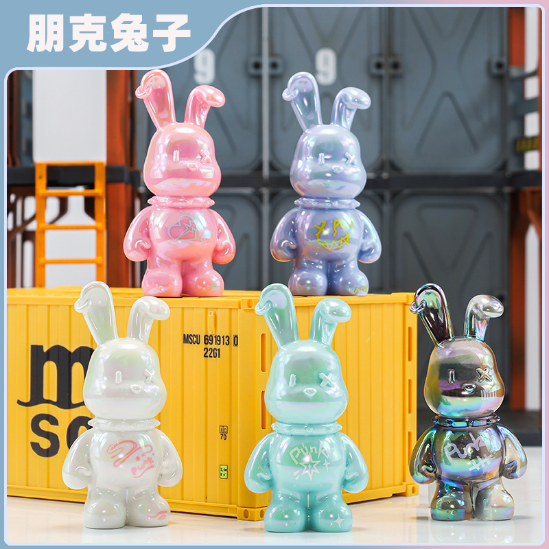 【拆盒】朋克兔子盲盒手办潮玩公仔赛博朋克风生肖兔树脂桌面摆件