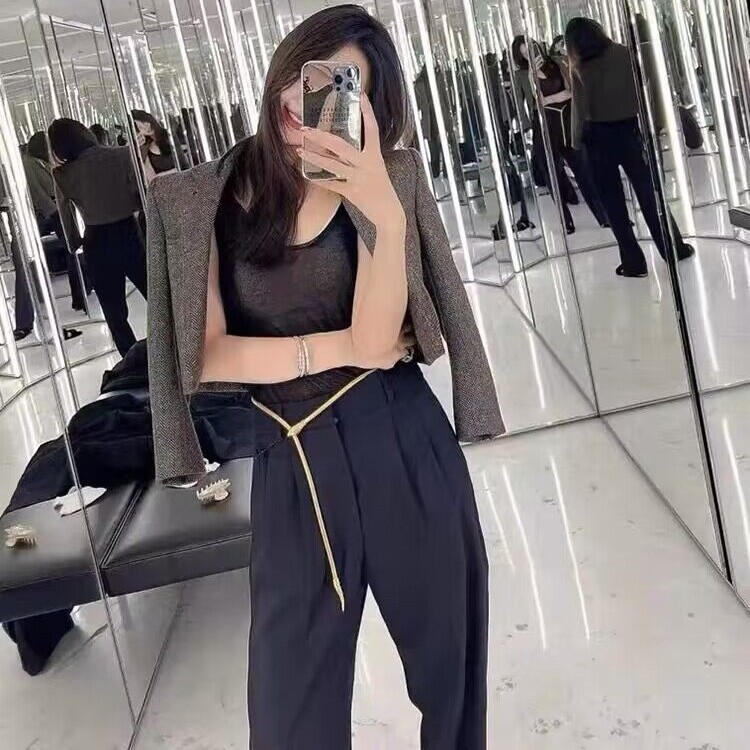 铜合金项链 欧美金蛇腰链佩西装裙子蛇形链条腰带蛇头裤项链女ins