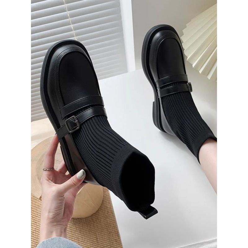 红蜻蜓牌瘦瘦袜子靴短靴女春秋单靴2023年新款连袜马丁靴针织弹力