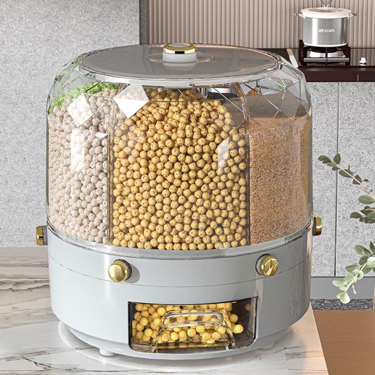 五谷杂粮收纳盒可旋转分格装米桶家用防虫防潮防尘密封食品级米缸