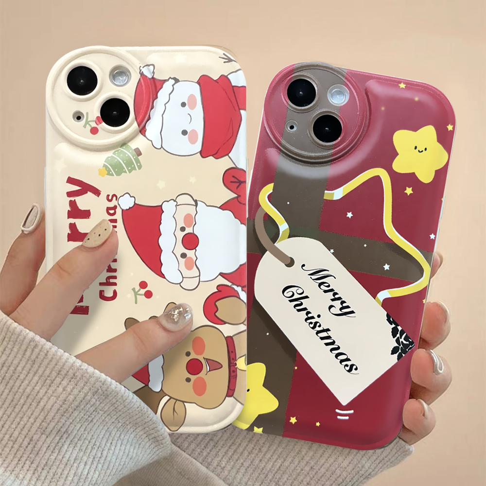 适用苹果/华为/OPPO/VIVO/小米D 卡通圣诞老人网红新款气垫手机壳