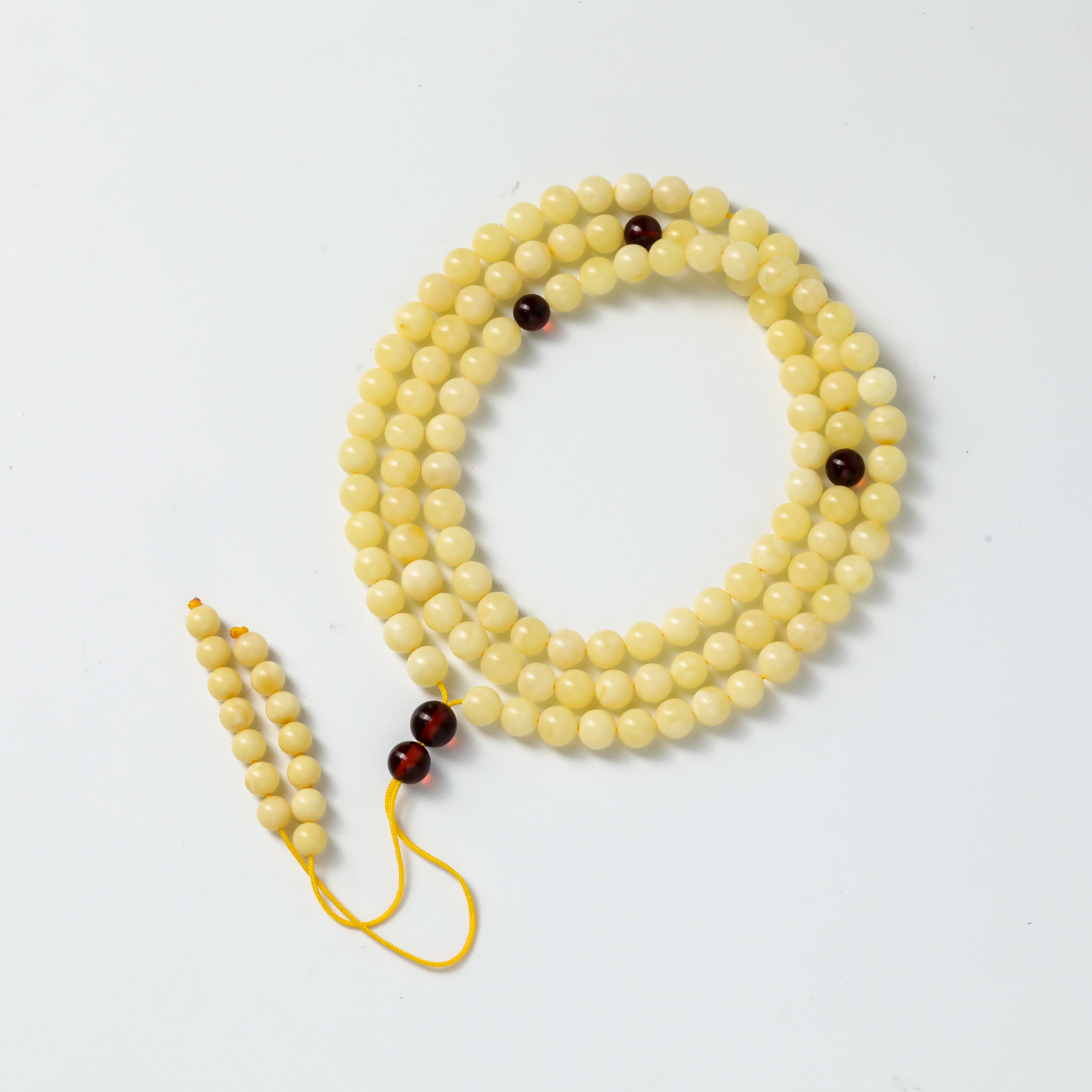 俄罗斯一级矿区金丝白蜡花5mm+圆珠108  21231120-01