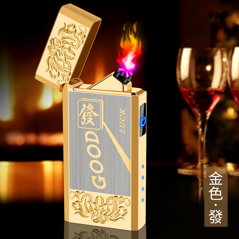 新电镀朗声双电弧烟斗点烟器触摸感应电量显示充电打火机厂家批发
