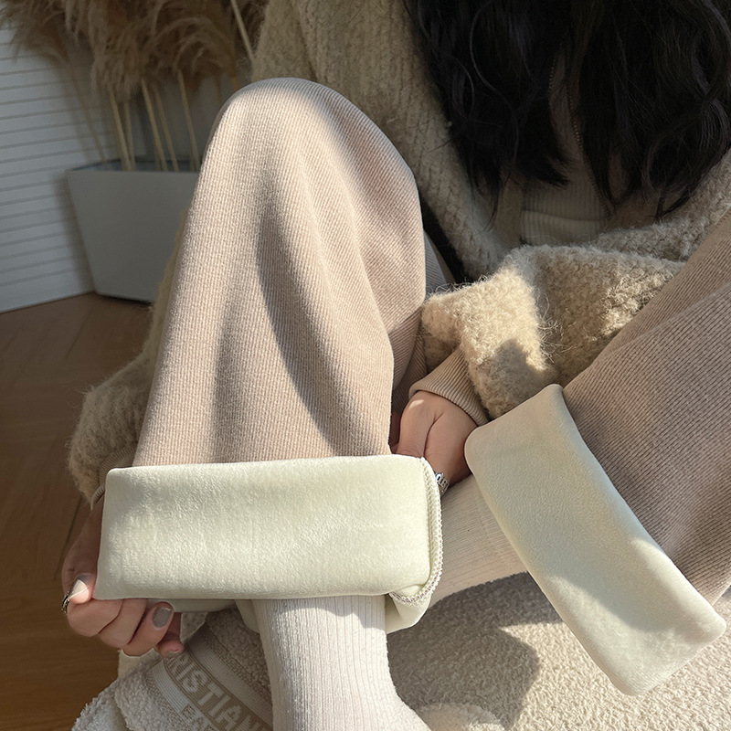 冬季宽松阔腿裤窄版微喇女女款气球气球裤香蕉牡丹毛呢糯米羊毛