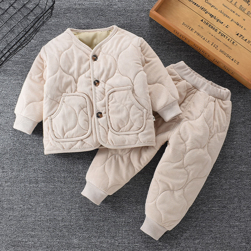 儿童秋冬新款棉服套装男女宝宝棉衣棉裤休闲套装家居服户外两件套