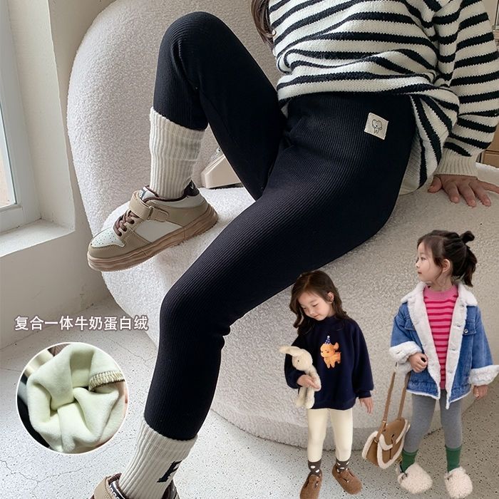 女童高弹加绒打底裤冬装儿童百搭加厚保暖紧身裤宝宝洋气休闲裤子