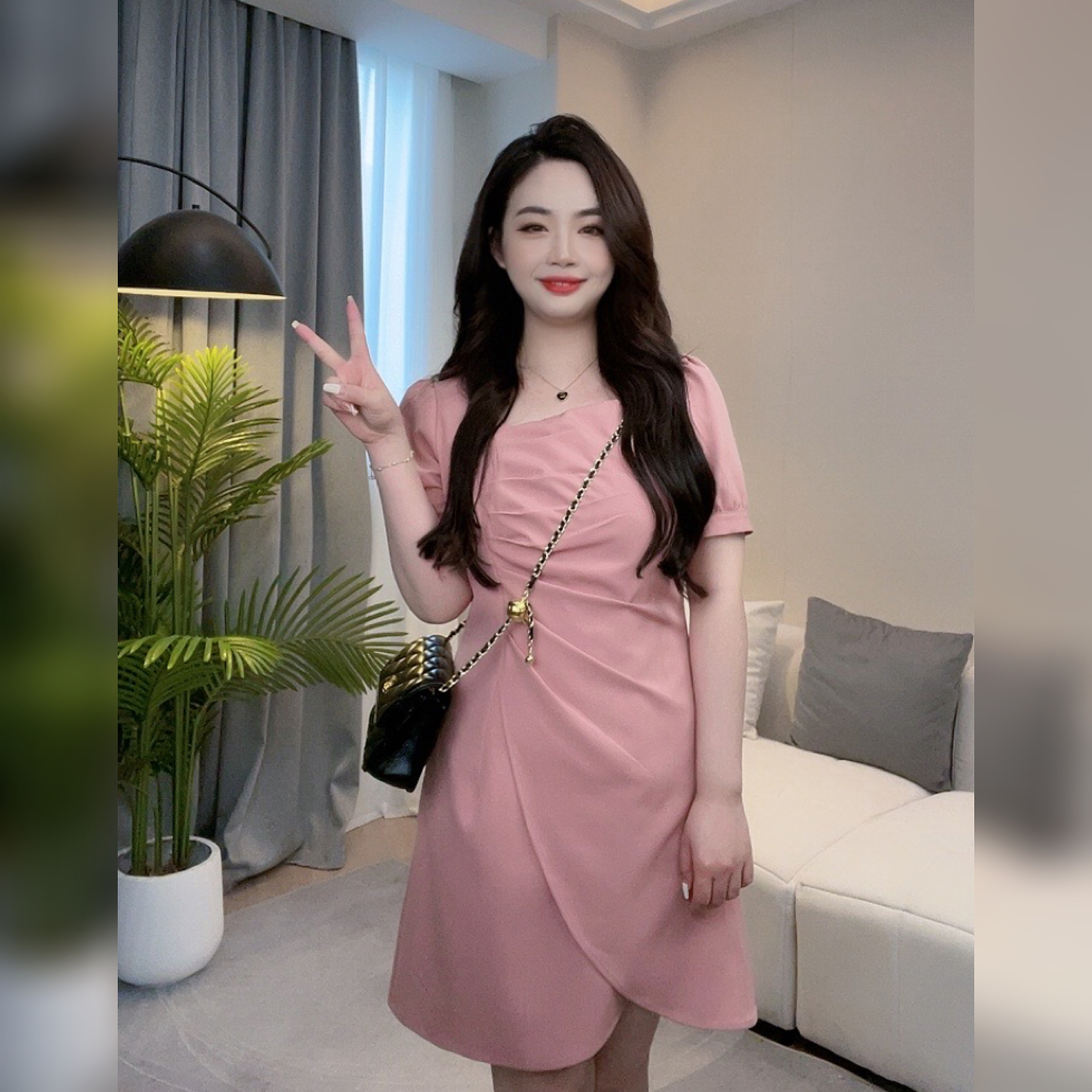 NANXU/楠序迪迪微胖女装2023夏季时尚显瘦中长款气质连衣裙NX5025