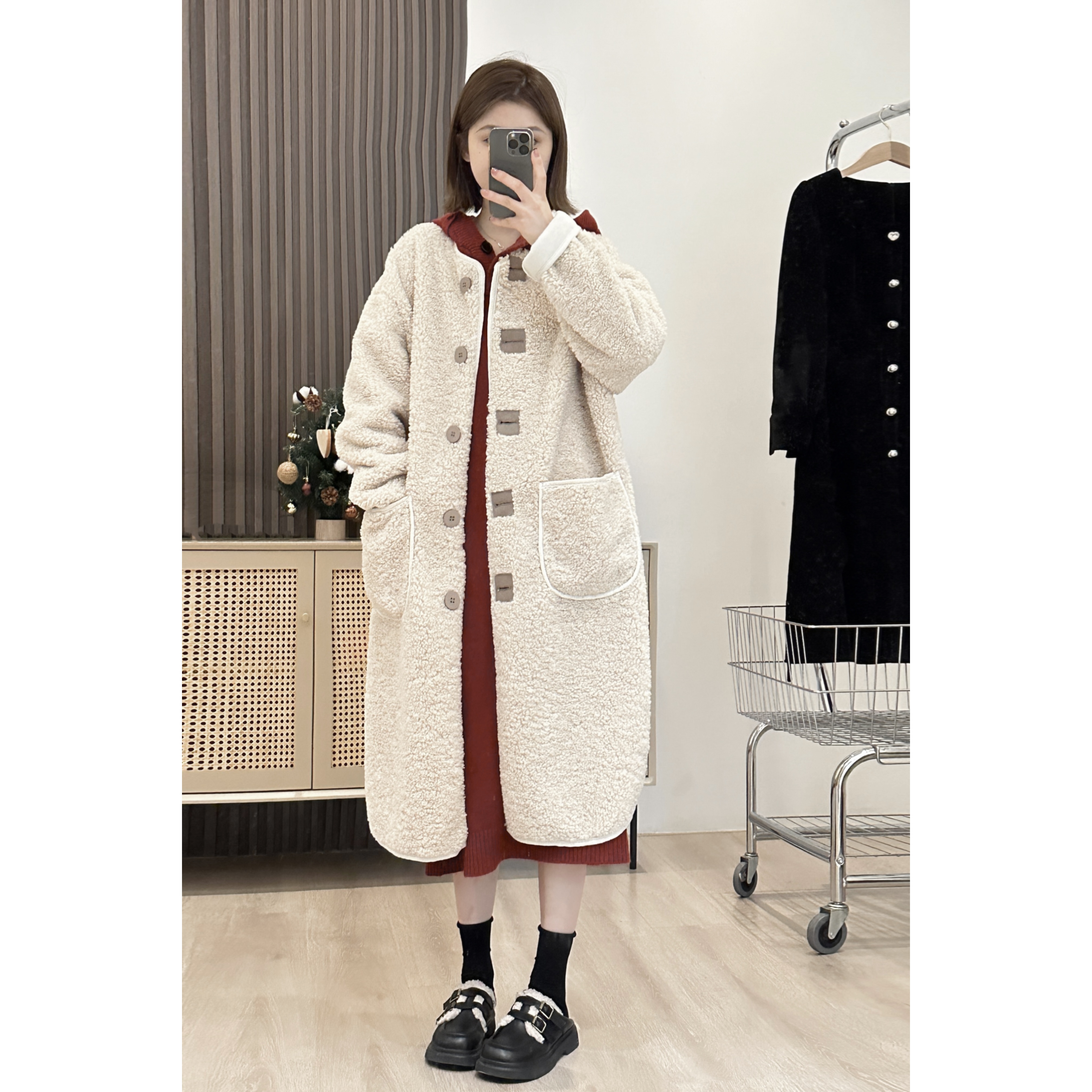 外套女新款秋冬2023爆款时尚韩版宽松中长款大衣 9516