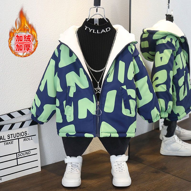 外套秋冬款2023新款儿童衣服冬装炸街冬季加绒加厚潮帅气上衣D81