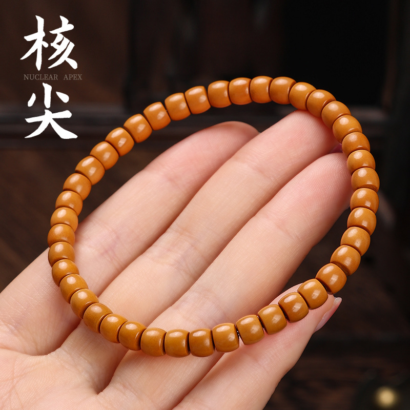 藏式精品橄榄核壁直切桶珠手串男女情侣单圈素籽配饰佛珠手链念珠