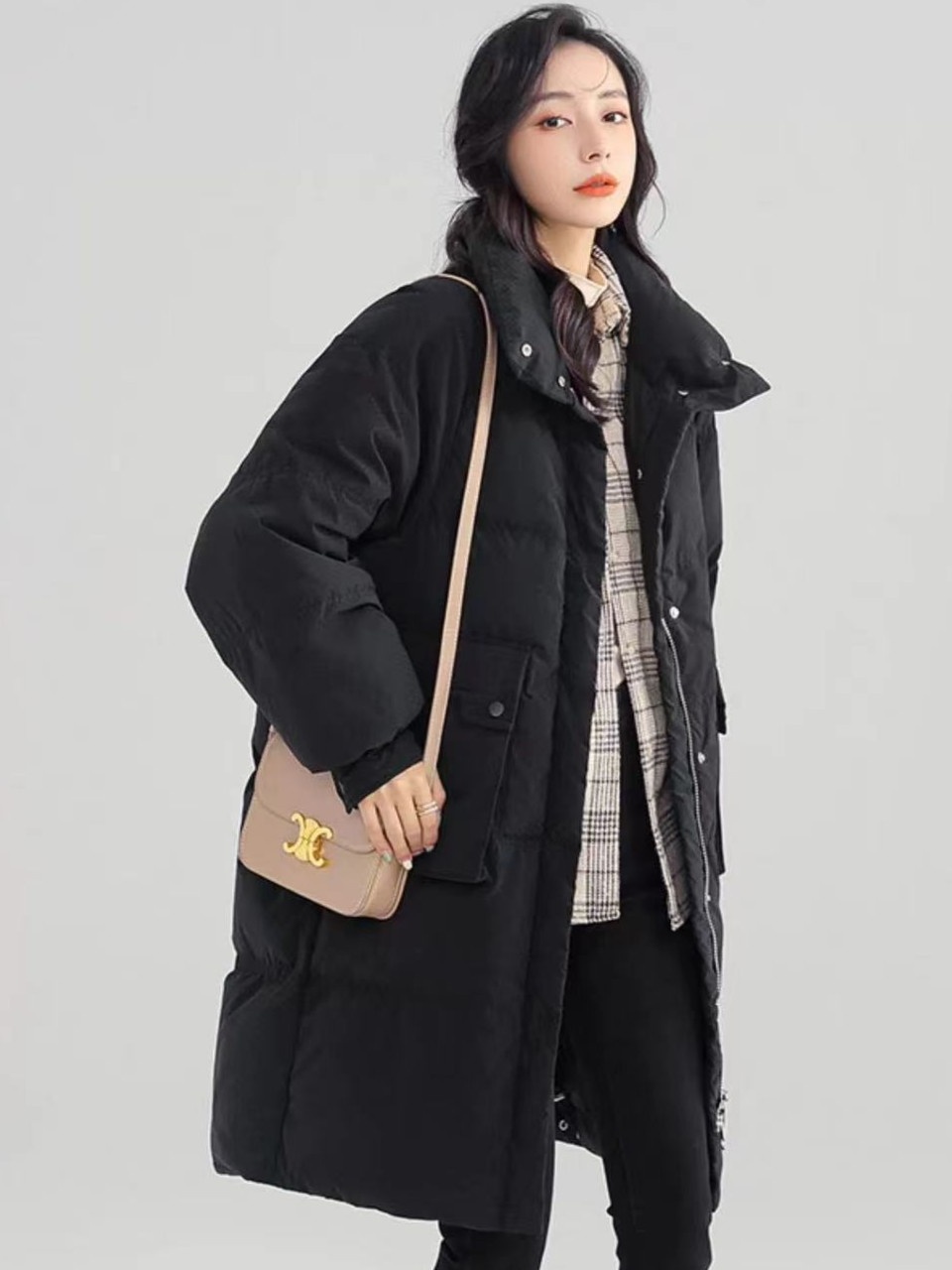 妮妮严选大货【110-445】轻薄羽绒服女款冬季黑色洋气短款保暖外套