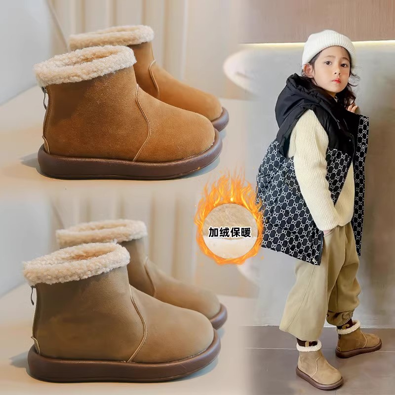 回力瑞女童雪地靴加绒保暖2023新款冬季儿童棉靴女孩软底小童棉鞋