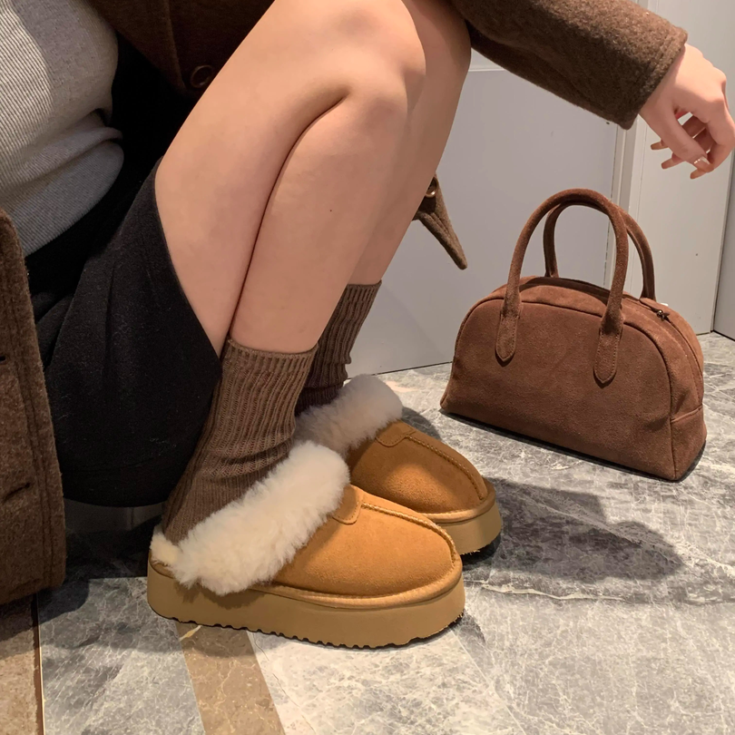 2023新款厚底防滑毛拖鞋女外穿冬季包头毛毛拖鞋加绒雪地靴女棉鞋
