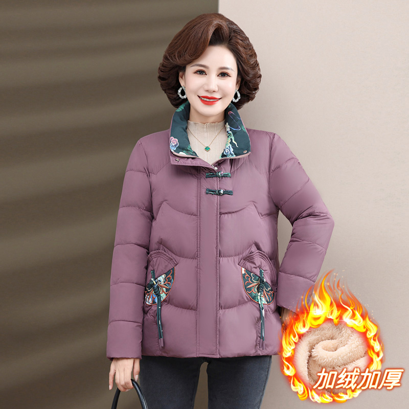 中年妈妈冬季棉衣外套时尚加绒保暖棉袄40岁50中老年女装冬装棉服