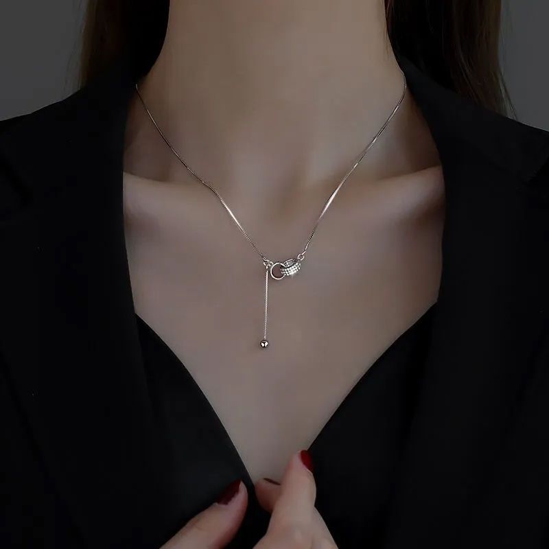 双环圆珠项链女轻奢小众高级感ins不掉色冷淡风气质锁骨链