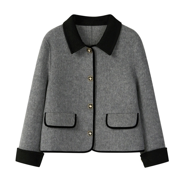 DY23019【上新】名媛小香风金属扣大衣短款设计感高级呢外套3D